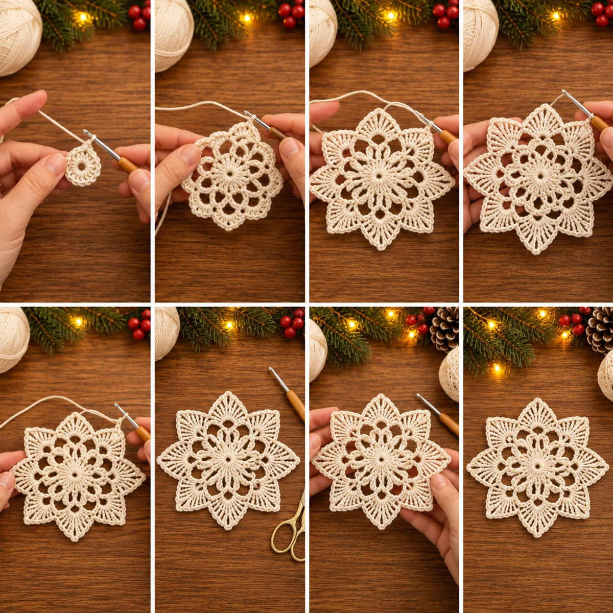 Delicate Eight Point Crochet Christmas Snowflake Ornament article image 3