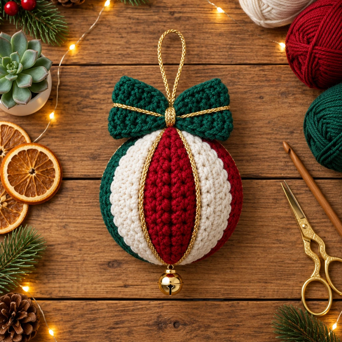 Elegant Crochet Christmas Bauble Ornament: Cozy Holiday Decor