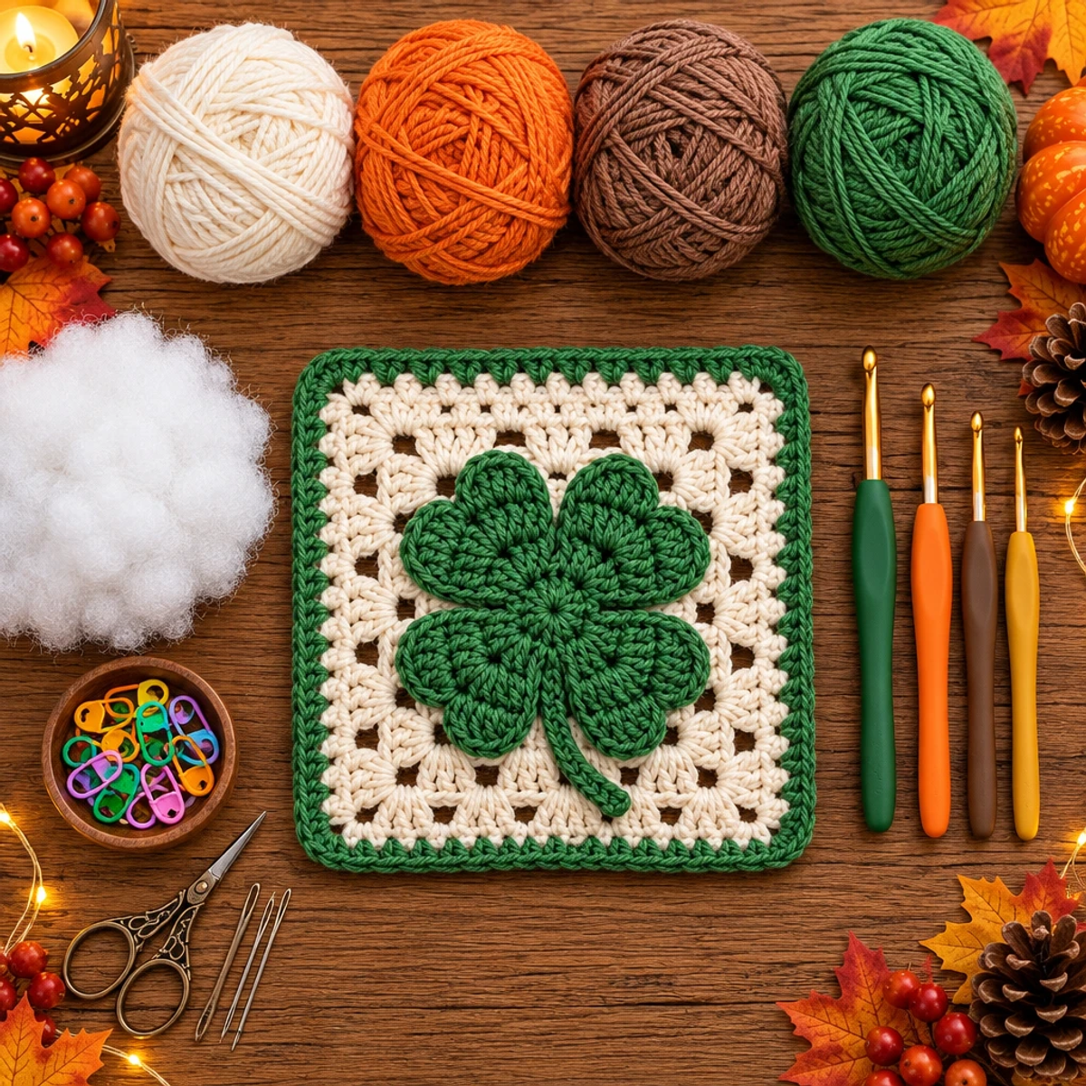 Cozy Four Leaf Shamrock Crochet Granny Square Design article image 2