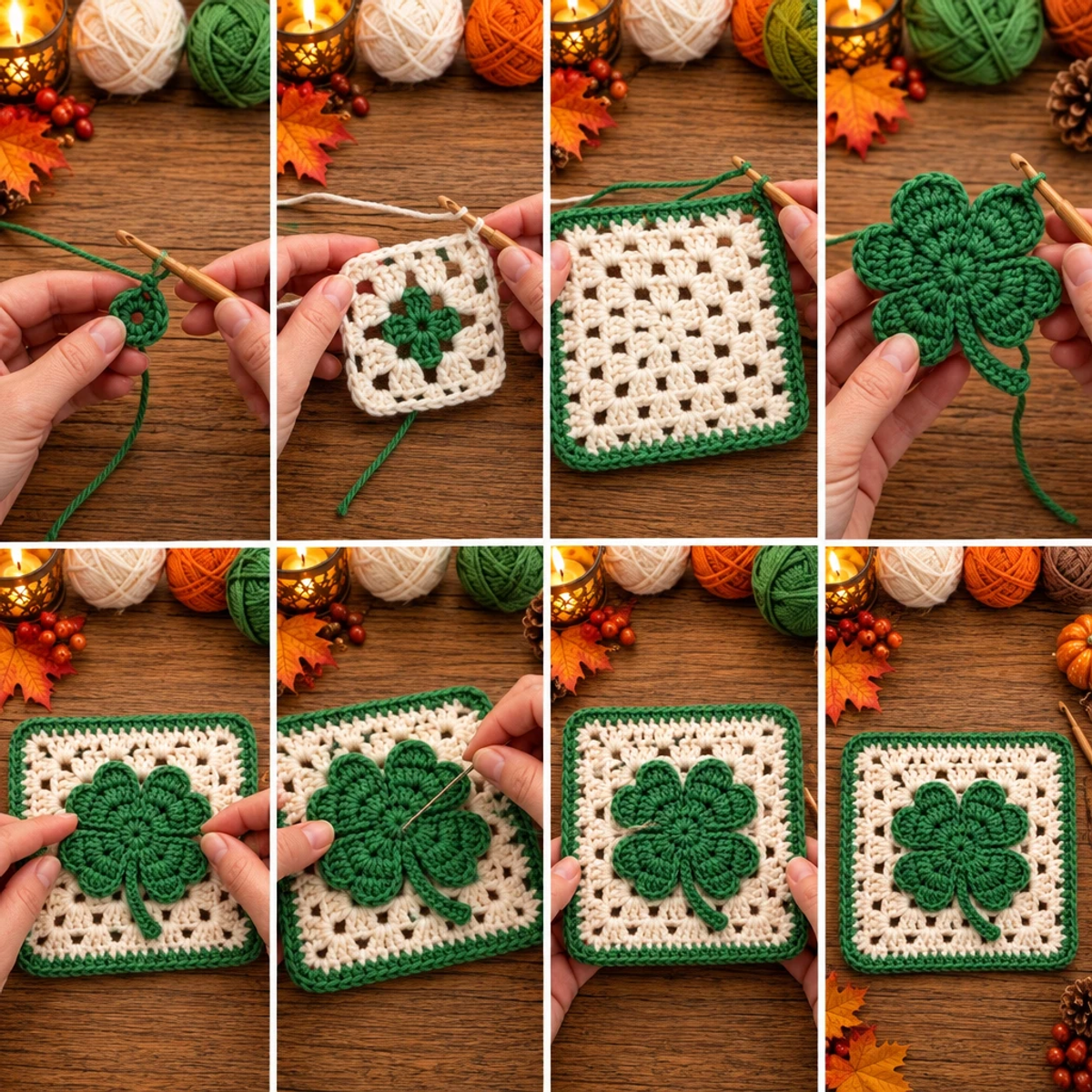 Cozy Four Leaf Shamrock Crochet Granny Square Design article image 3
