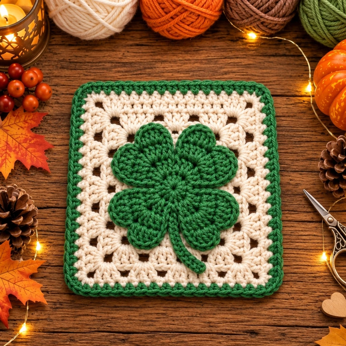 Cozy Four Leaf Shamrock Crochet Granny Square Design article image 4