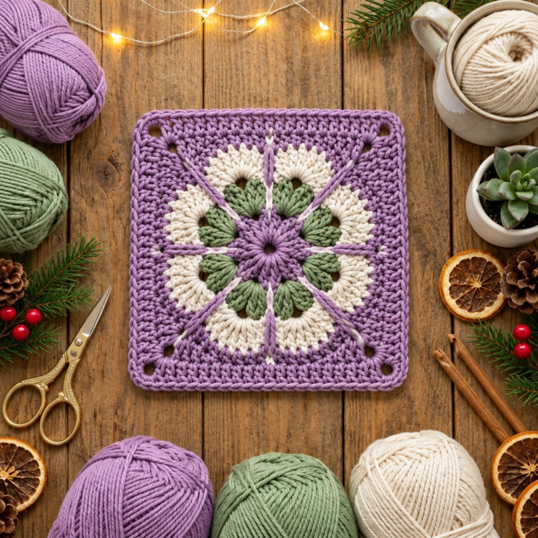 Charming Lavender and Sage Floral Granny Square Tutorial