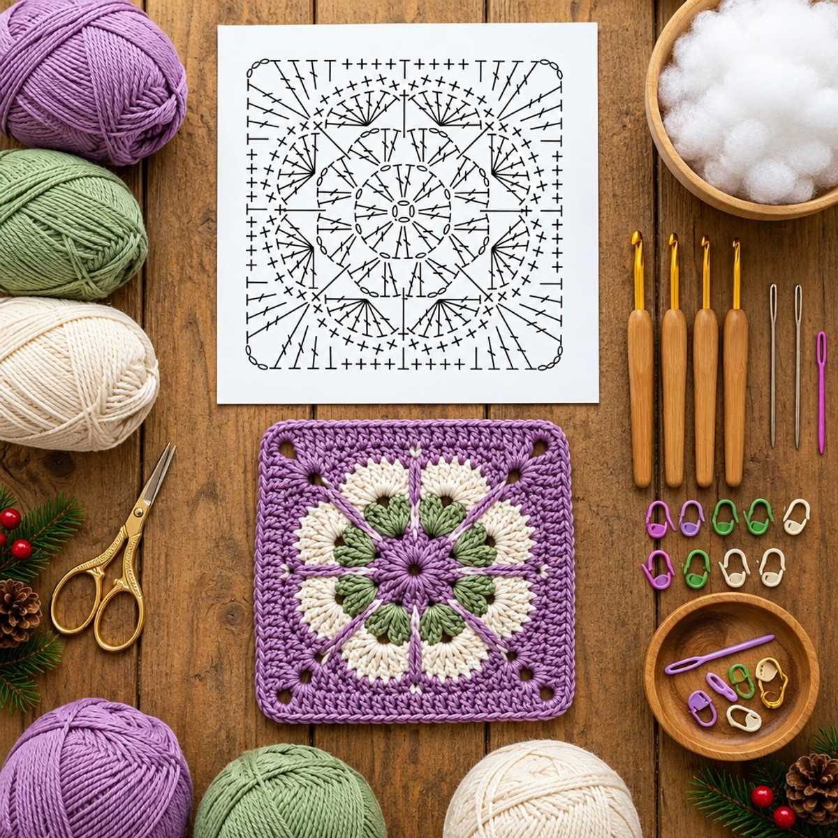 Charming Lavender and Sage Floral Granny Square Tutorial article image 2