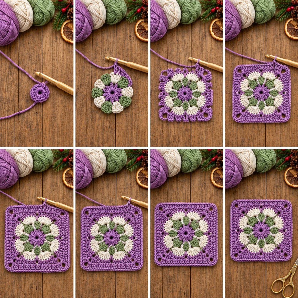 Charming Lavender and Sage Floral Granny Square Tutorial article image 3