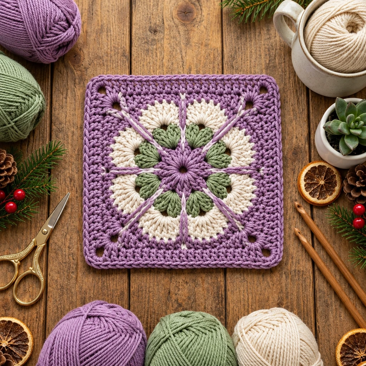 Charming Lavender and Sage Floral Granny Square Tutorial article image 4