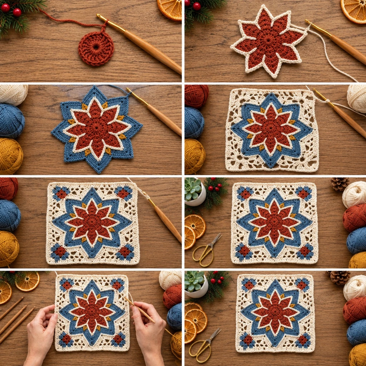 Cozy Moroccan 8-Point Star Granny Square Tutorial article image 3