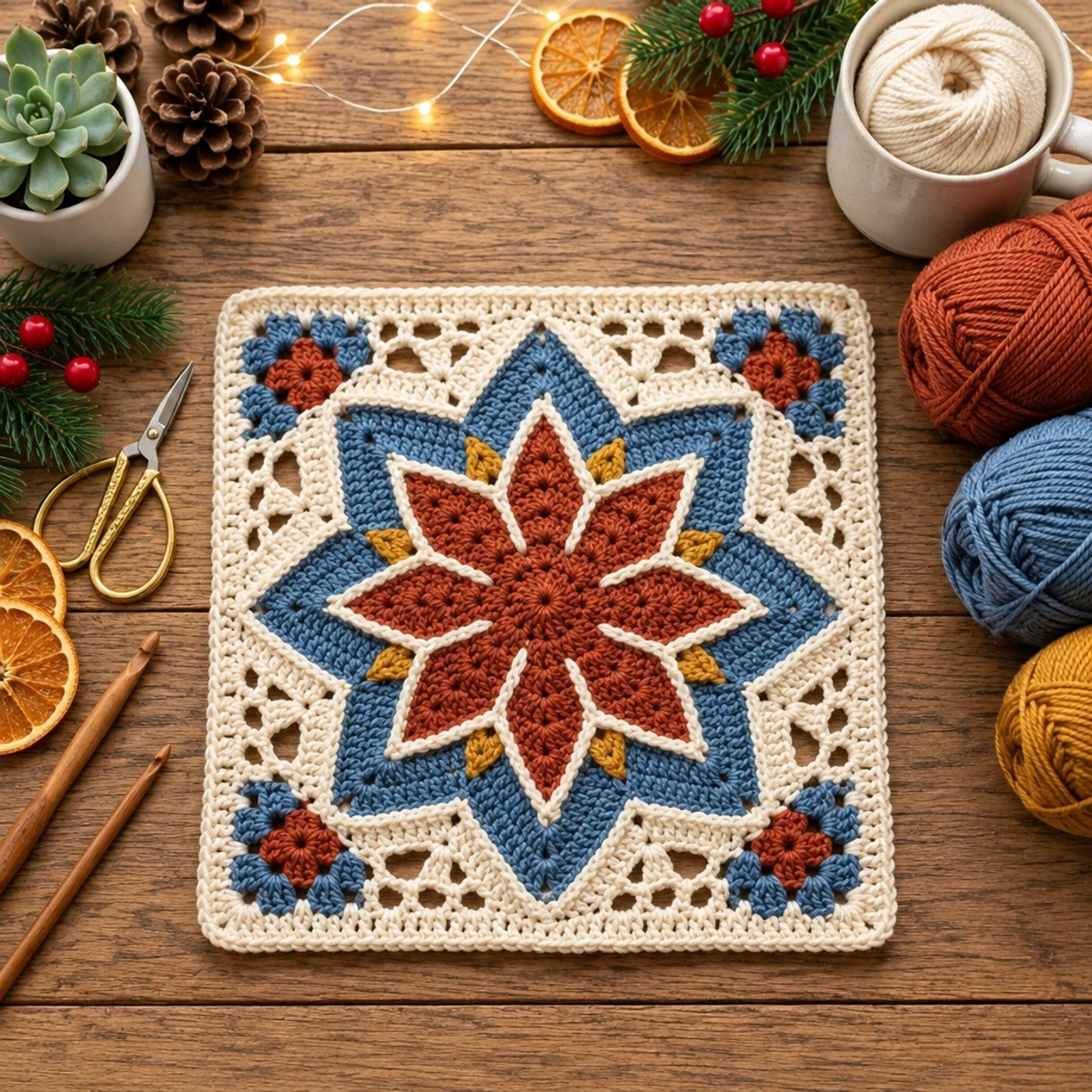 Cozy Moroccan 8-Point Star Granny Square Tutorial article image 4
