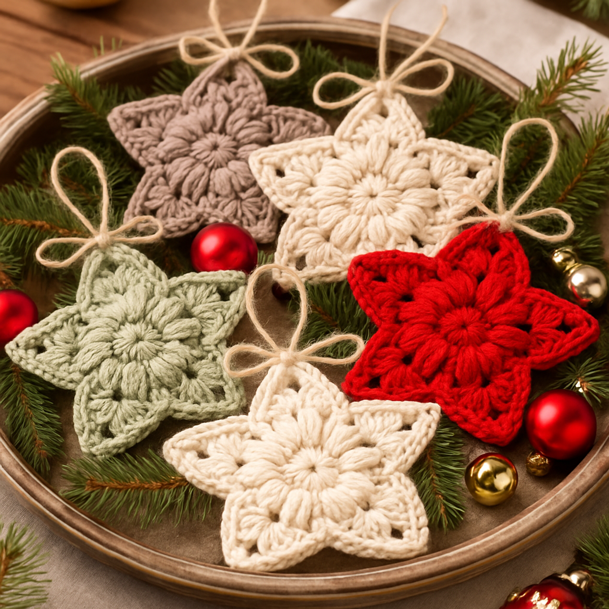 Cozy Puff Stitch Crochet Christmas Star Ornament Tutorial