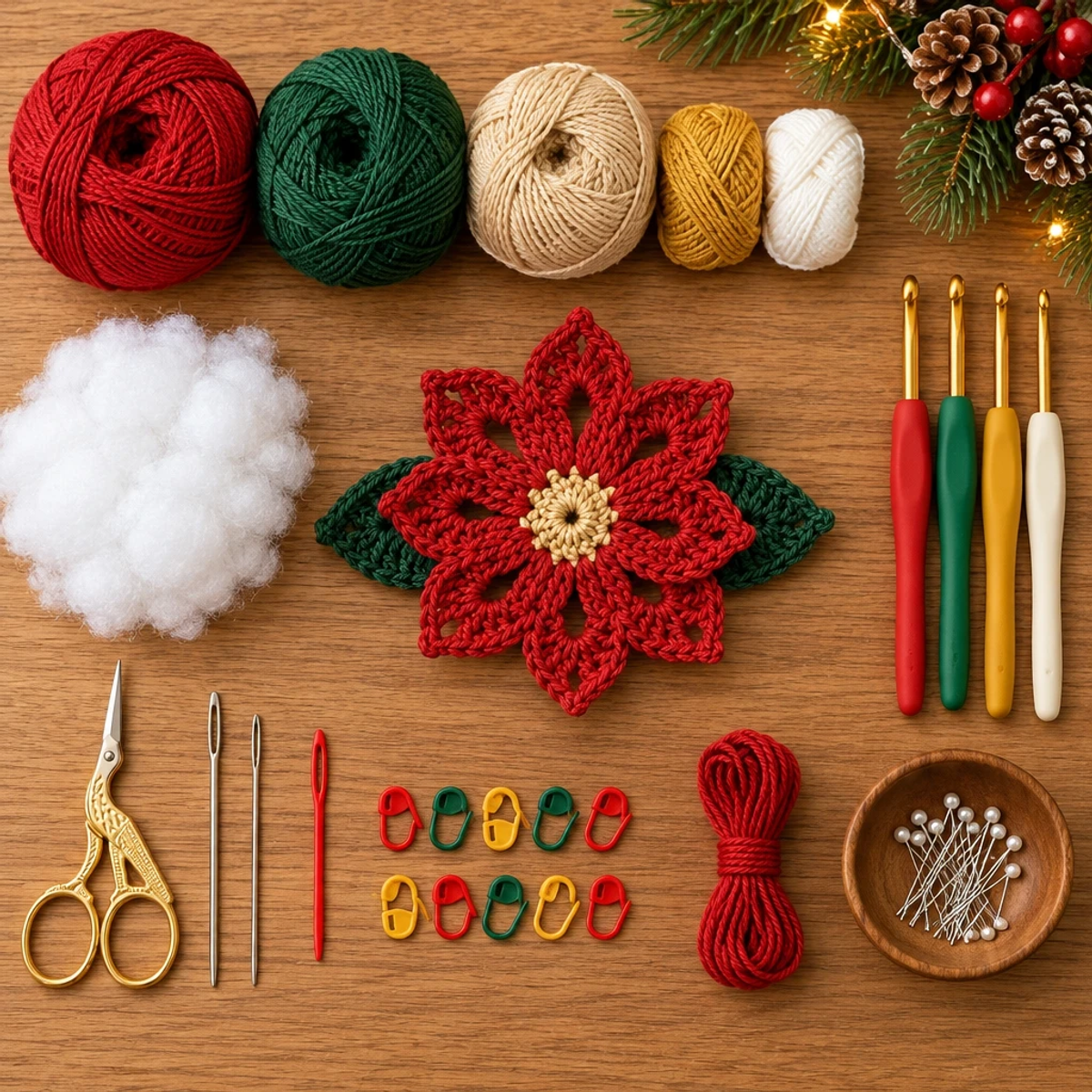 Cozy Red Poinsettia Crochet Christmas Ornament Pattern article image 2