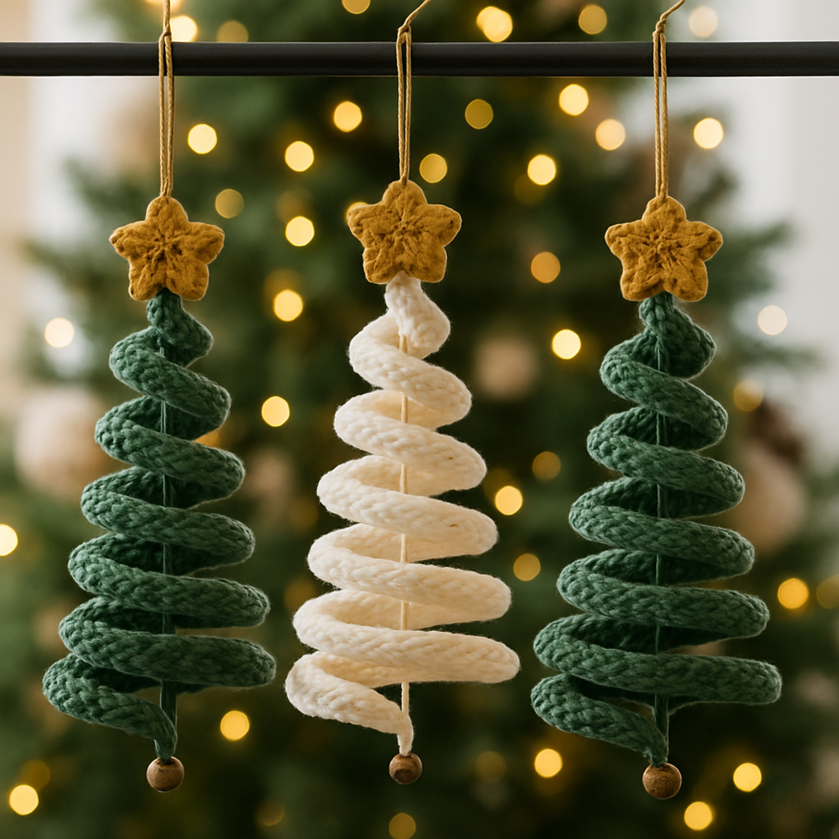 Cozy Spiral Crochet Christmas Tree Ornaments for Your Home