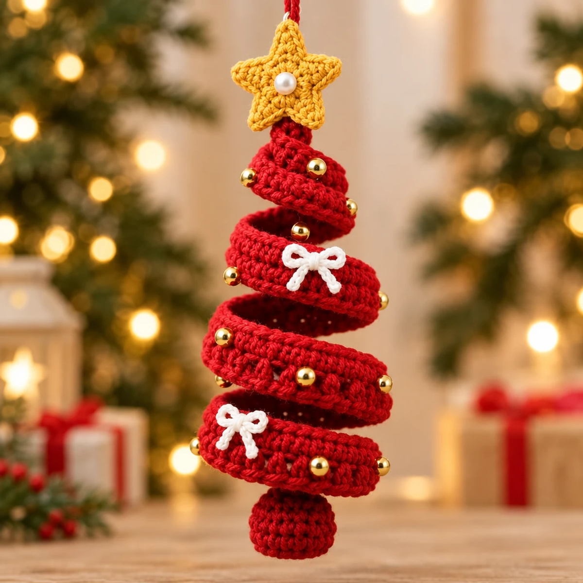 Whimsical Spiral Crochet Tree Ornament for Festive Cheer