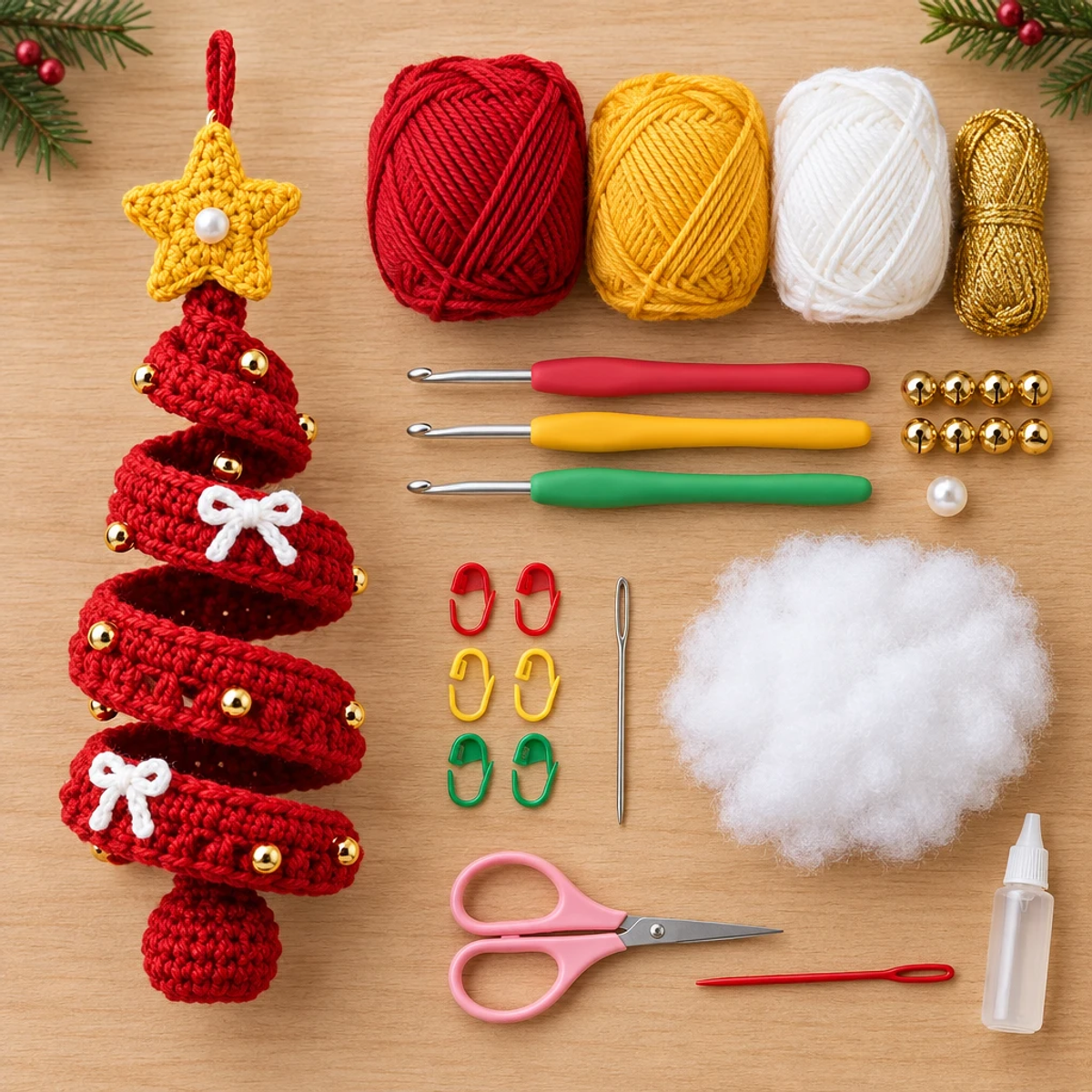 Whimsical Spiral Crochet Tree Ornament for Festive Cheer