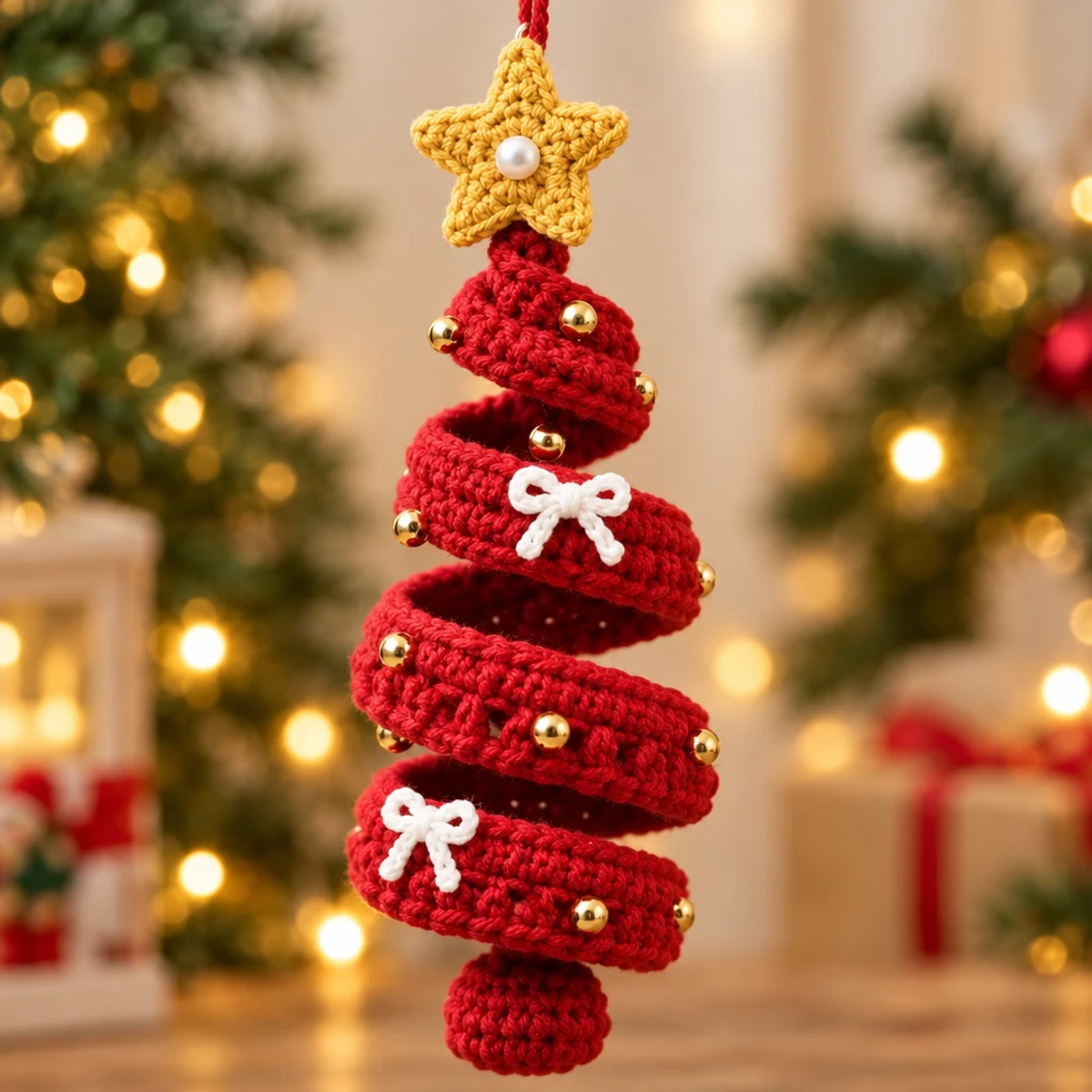 Whimsical Spiral Crochet Tree Ornament for Festive Cheer